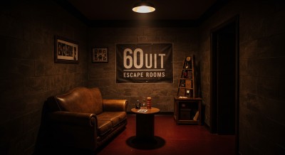A room with 60 Out Escape Room poster.